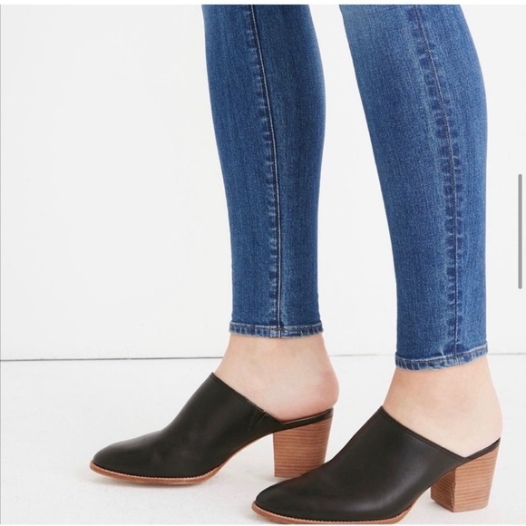 Madewell Harper Black Leather Mules Size 8 - Picture 2 of 11